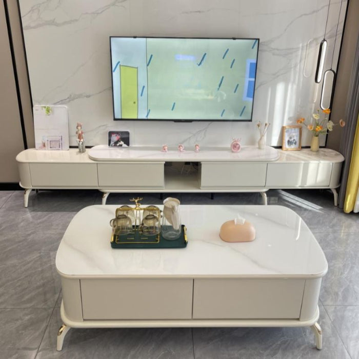 White Modern Lumber TV Stand
