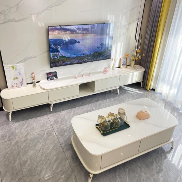 White Modern Lumber TV Stand