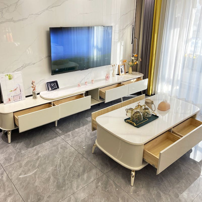 White Modern Lumber TV Stand