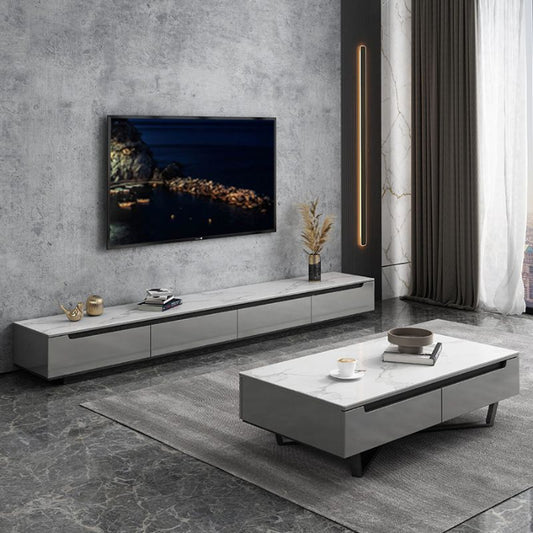 Gray Veneer Wood TV Stand