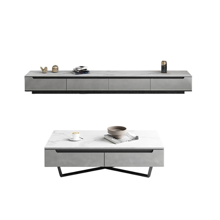 Gray Veneer Wood TV Stand