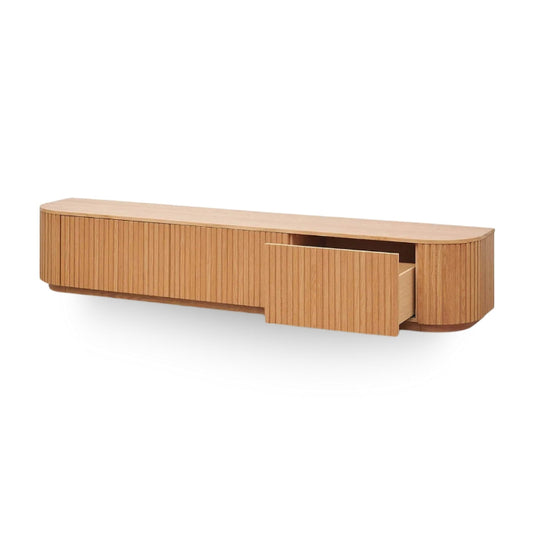 homecho-Mossvale Wooden 3 Drawer Curved TV Unit-uae