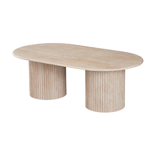 homecho-Vespera Travertine Effect Oval Coffee Table-uae