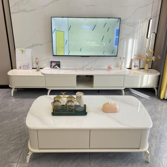 White Modern Lumber TV Stand