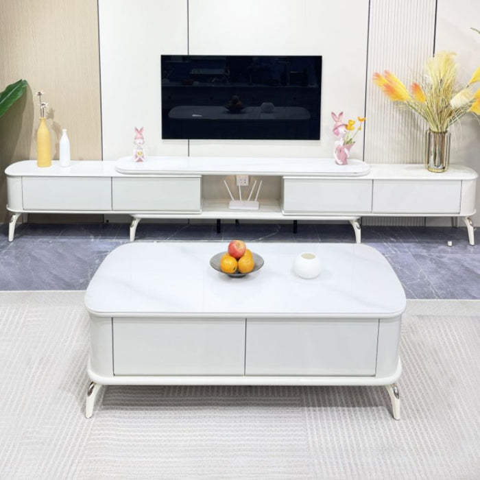 White Modern Lumber TV Stand