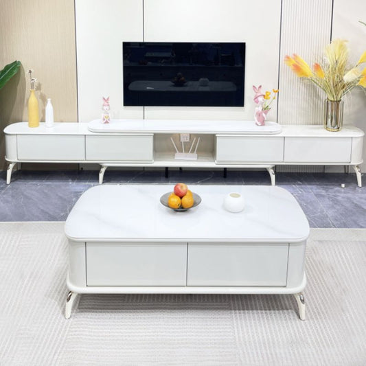 White Modern Lumber TV Stand
